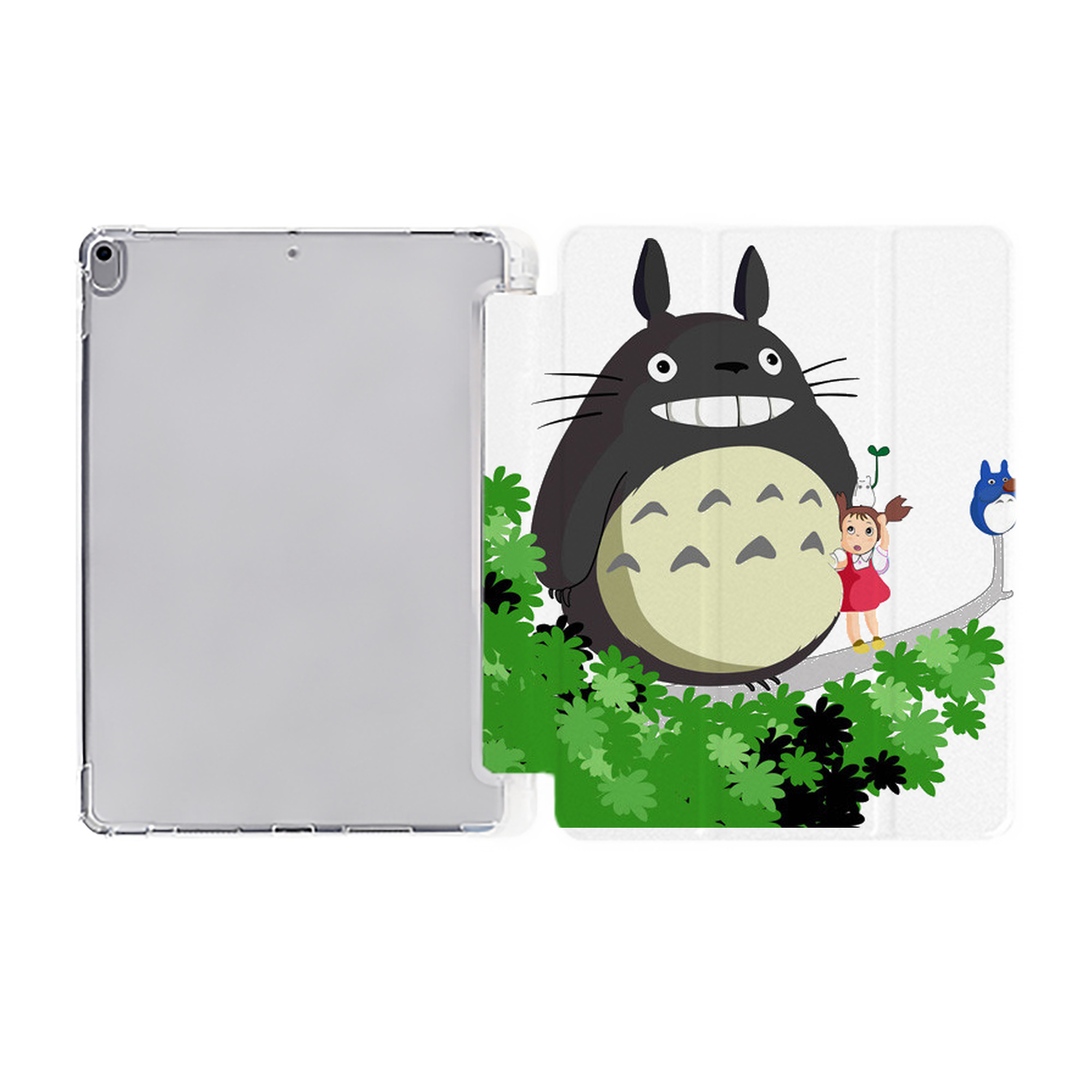 （画像用） となりのトトロ 草壁メイ 草壁サツキ My Neighbor Totoro Satsuki Kusakabe Mei Kusakabe IPad ケース ペン収納付き 三つ折りスタンド PUレザー×シリコン 対応機種9.5/10.5/10.9インチ